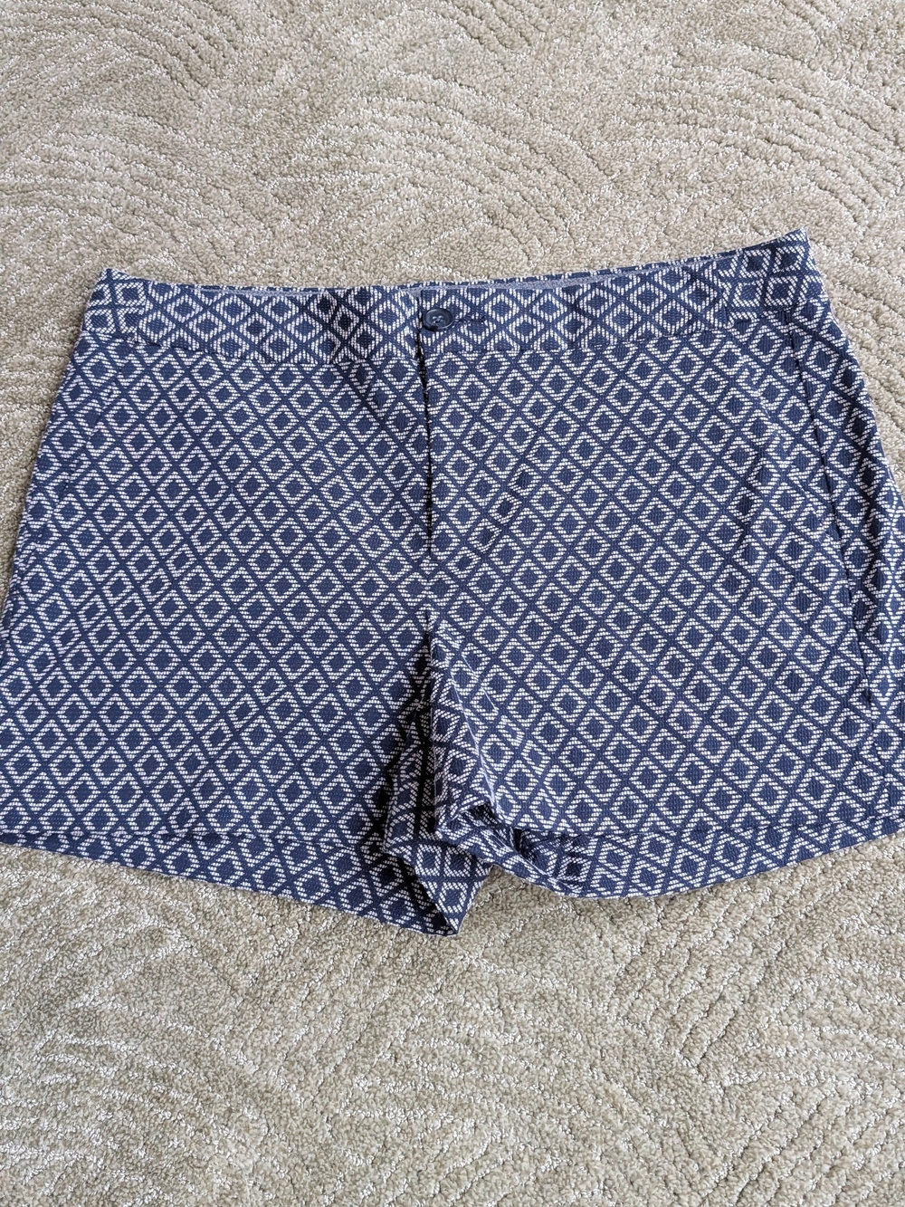 Banana Republic Navy White Diamond-Print Shorts